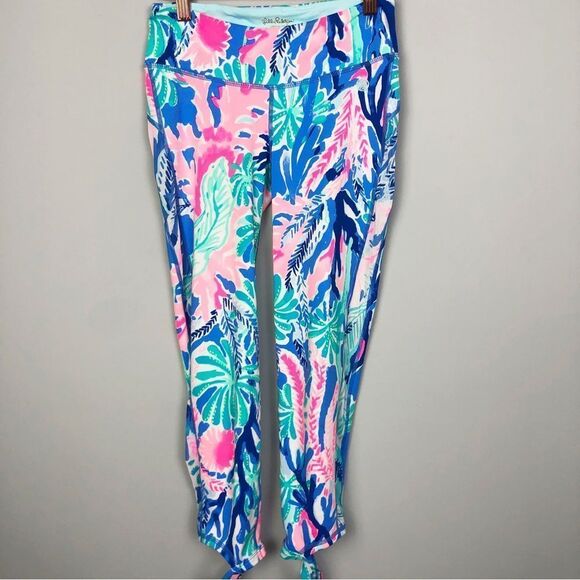 LILLY PULITZER | LUXLETIC Gemma Crop Leggings in Jet Stream Bow Strap Women’s XS - Picture 2 of 14